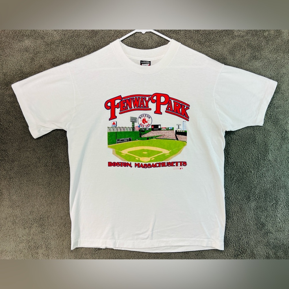 Screen Stars White Fenway Park Graphic Tee 1989 single stitch baseball